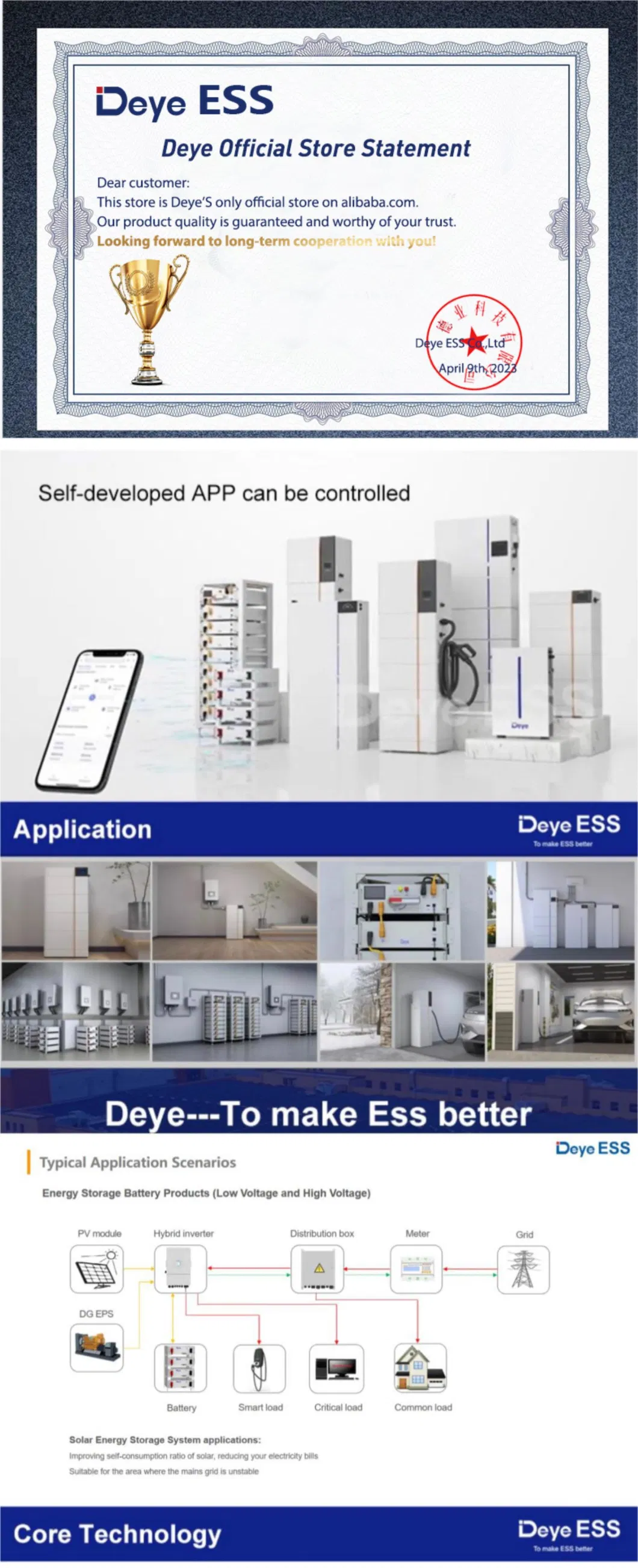 Deye Ess Ai-W5.1 Battery Manufacturer LiFePO4 Lithium Battery for Household Energy Storage